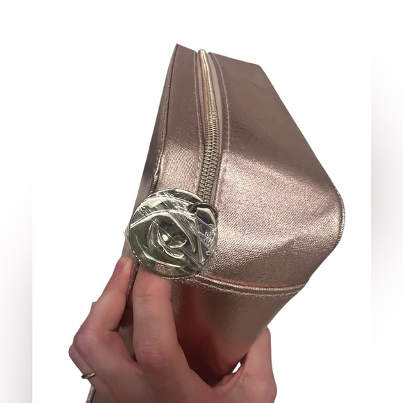 Lancôme large makeup cosmetic bag light pink metallic silver gold color new - Picture 4 of 8